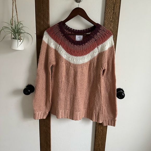 Lola Large Chunky Open Knit Scoop Neck Soft Acrylic Sweater Women’s Size Small - Picture 10 of 16